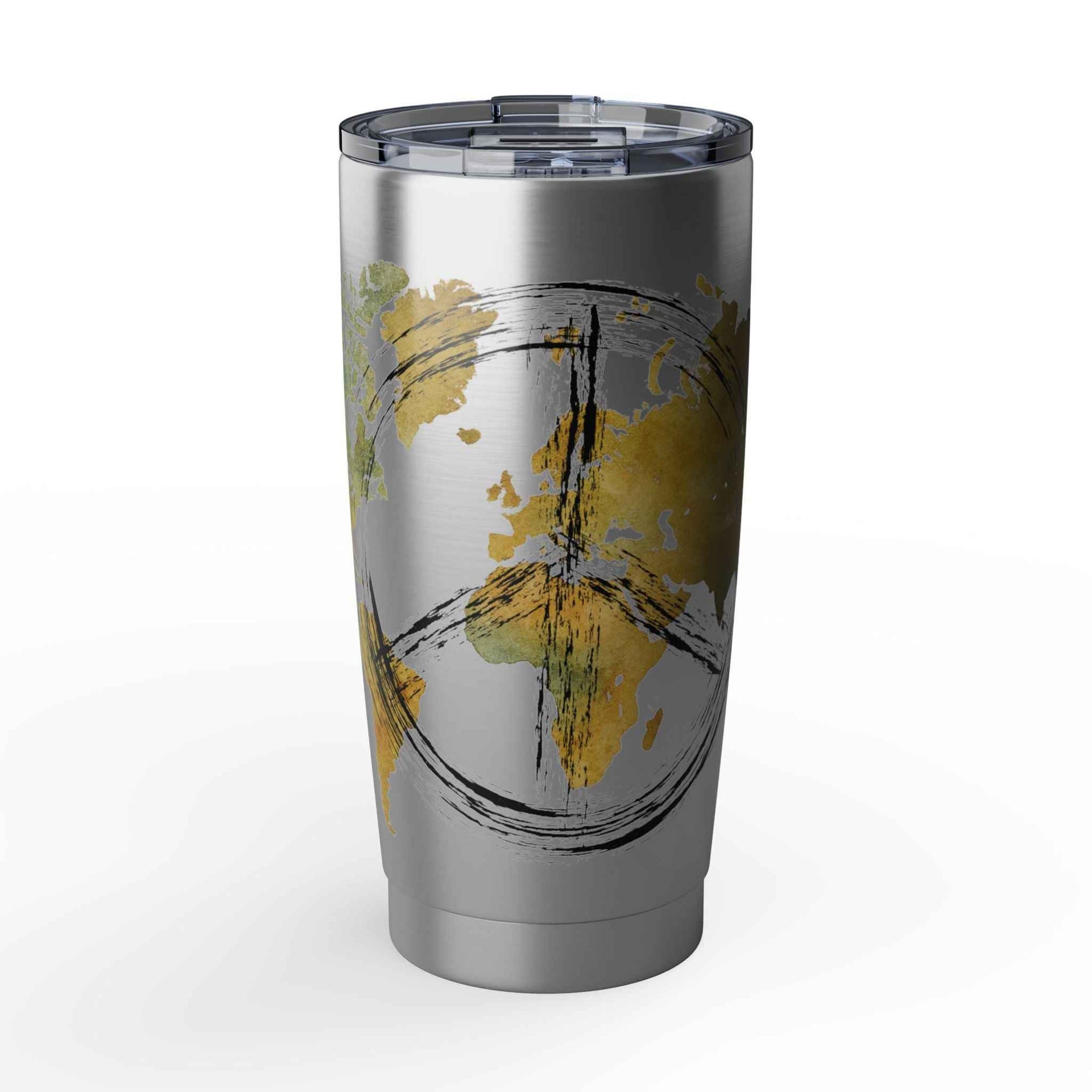 Travel Map 20oz Tumbler — 'Vagabond' World Peace Insulated Travel Mug