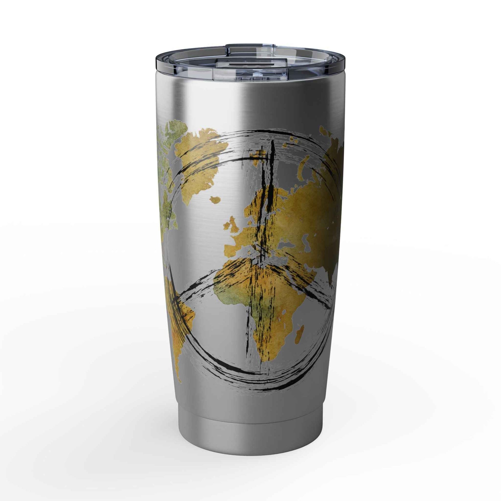 Travel Map 20oz Tumbler — 'Vagabond' World Peace Insulated Travel Mug