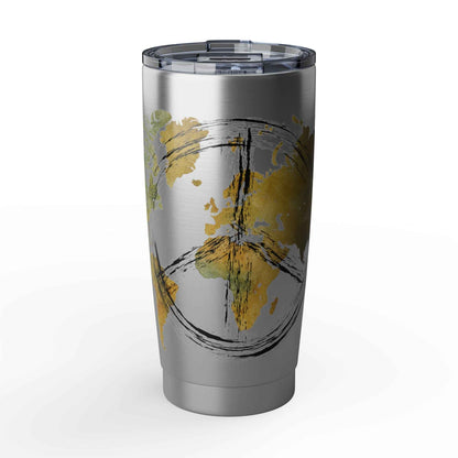 Travel Map 20oz Tumbler — 'Vagabond' World Peace Insulated Travel Mug