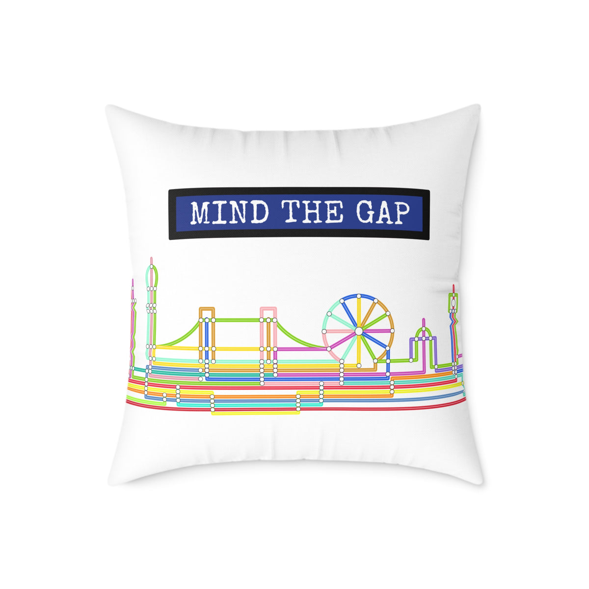 Mind The Gap London Skyline Throw Pillow