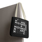 Mistakes Repeat Pattern Tote Bag — Black Typography Shopper