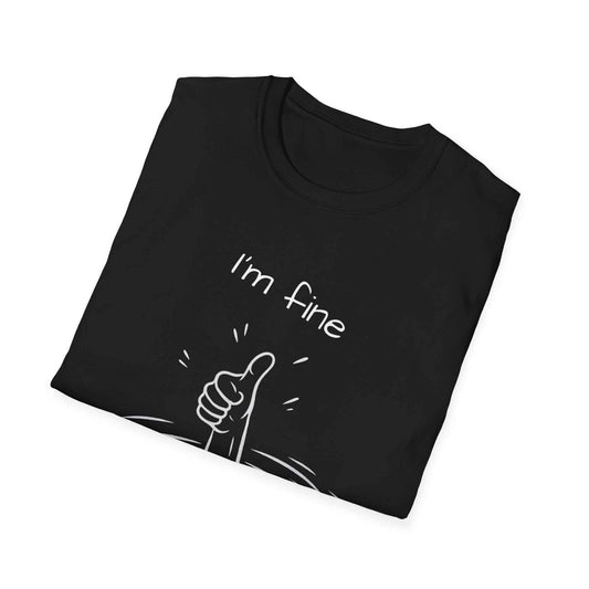 I'm Fine T‑Shirt — Funny Dark Humor Thumbs Up Drowning Graphic Tee