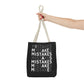 Mistakes Repeat Pattern Tote Bag — Black Typography Shopper