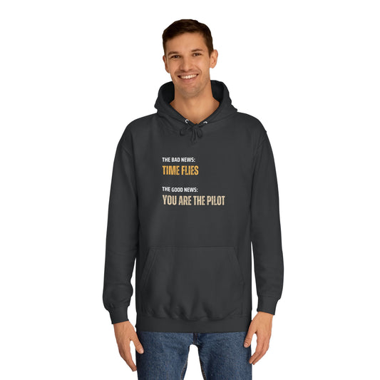 Hoodie 'Time Flies, You Are The Pilot' Inspirational Hoodie - Conscience Garment