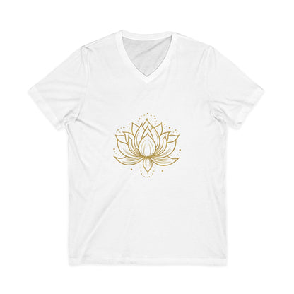 Lotus Mandala V-Neck Tee — Hand-Drawn Floral Yoga Shirt - Conscience Garment