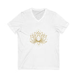 Lotus Mandala V-Neck Tee — Hand-Drawn Floral Yoga Shirt - Conscience Garment