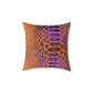 Snake Skin Pattern Square Pillow — Orange & Purple Decorative Throw Cushion