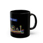 Mind The Gap Black Mug Neon City Skyline Coffee Cup (11oz & 15oz)