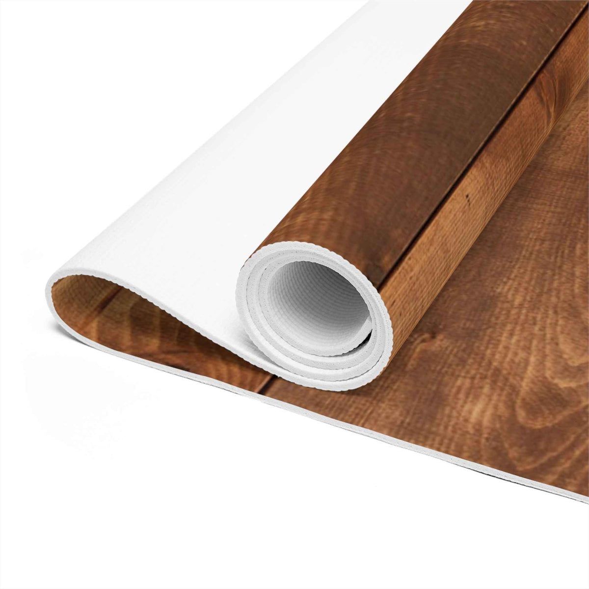 Wood Grain Foam Yoga Mat — Rustic Plank Design for Home & Studio