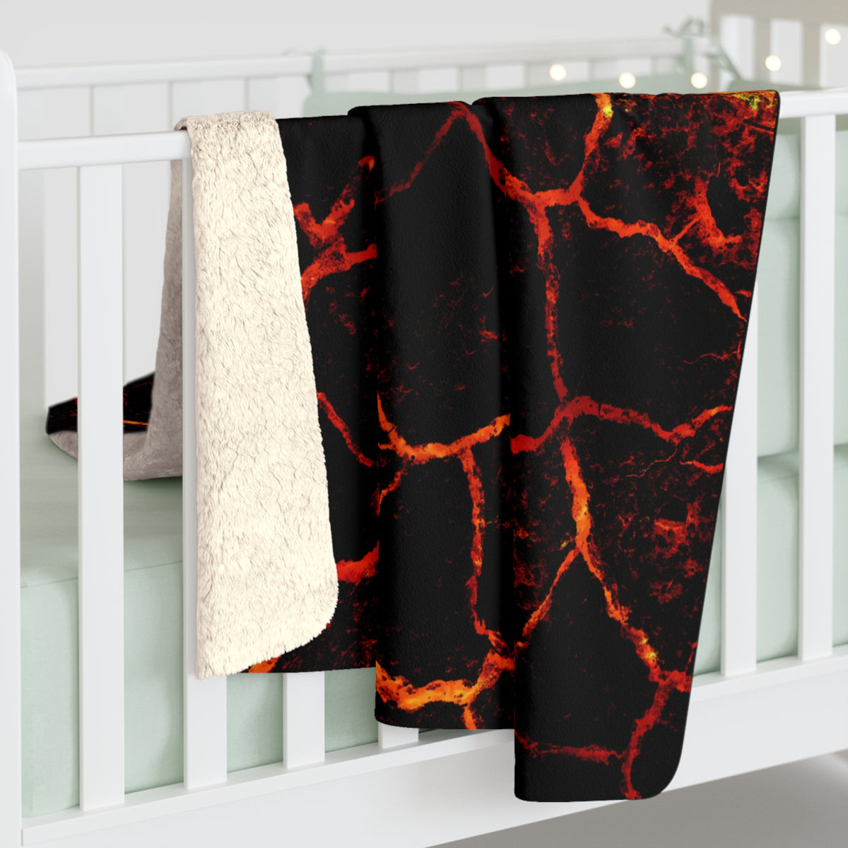 Lava Crackle Sherpa Blanket – Volcanic Noir Fleece Throw