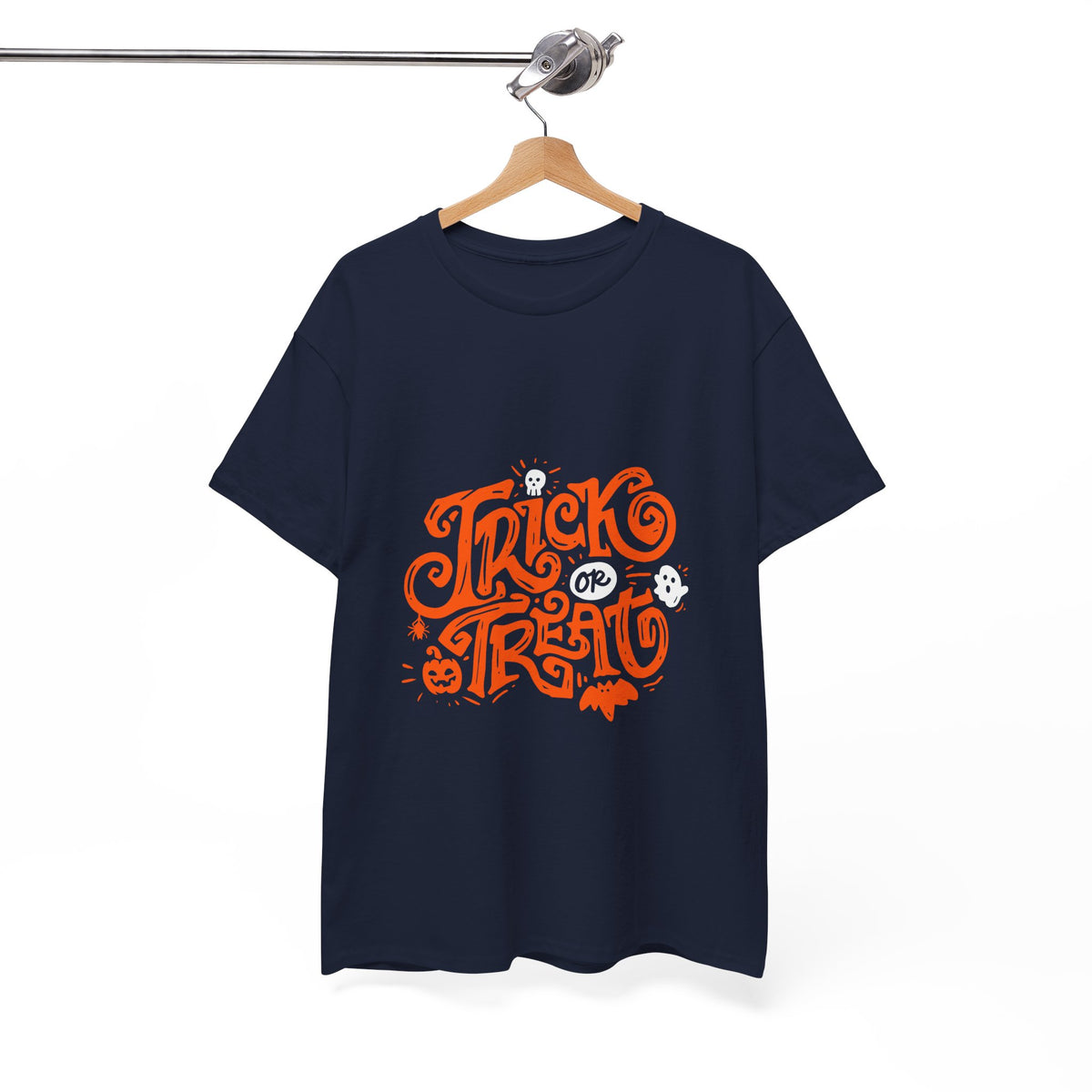 Trick or Treat Heavy Cotton Tee, Halloween Gift Shirt, Unisex Black T-Shirt, Spooky Costume Top, Fall Celebration Apparel - Conscience Garment