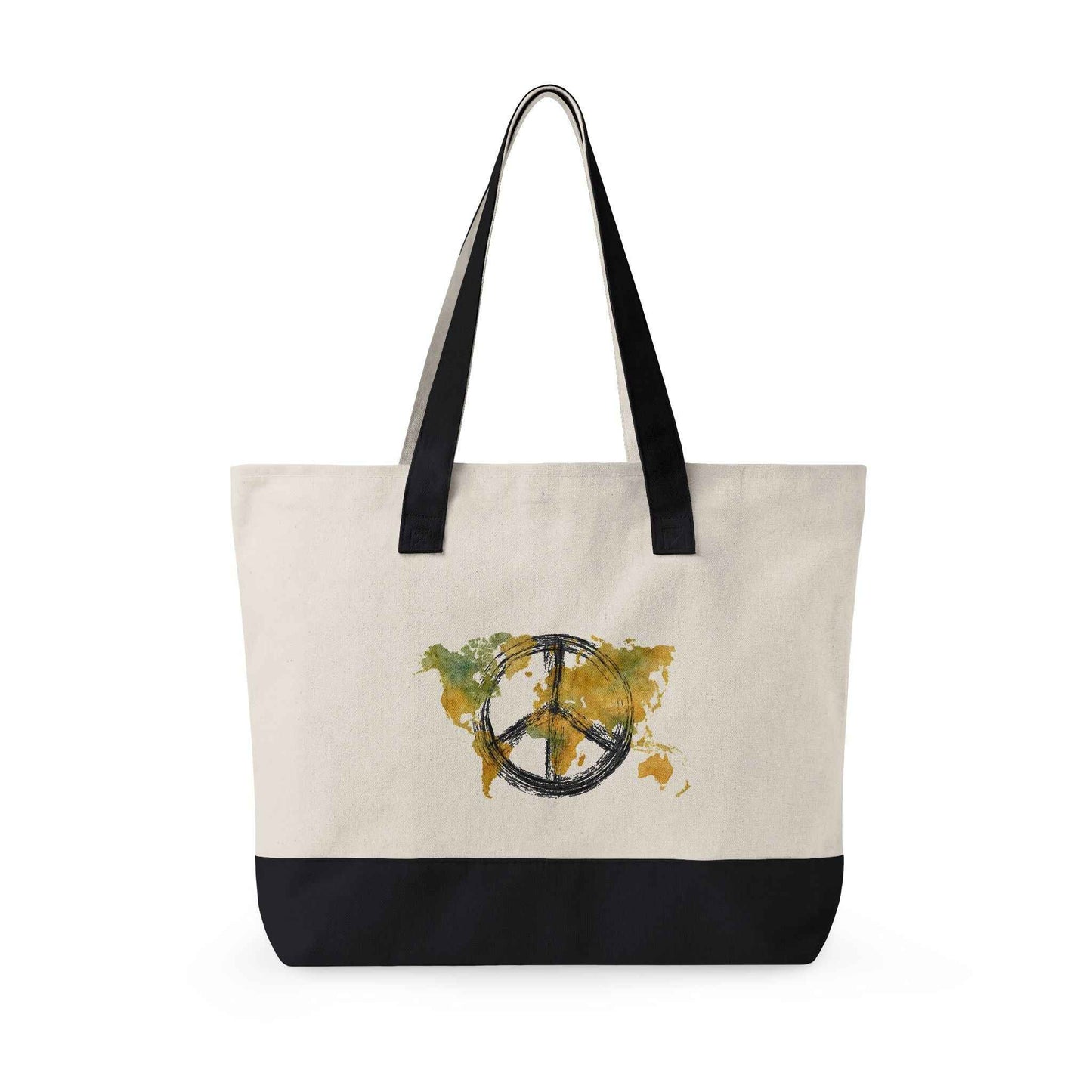 Canvas Tote Bag World Peace - World Map Watercolor Print