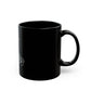 Funny "I'm Fine" Black Mug — Thumbs Up Drowning Illustration (11oz, 15oz)