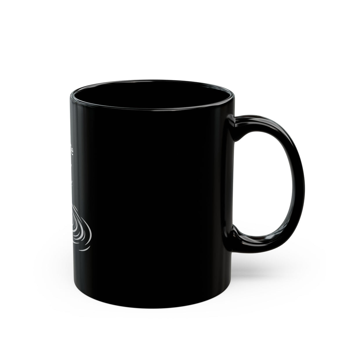 Funny "I'm Fine" Black Mug — Thumbs Up Drowning Illustration (11oz, 15oz)