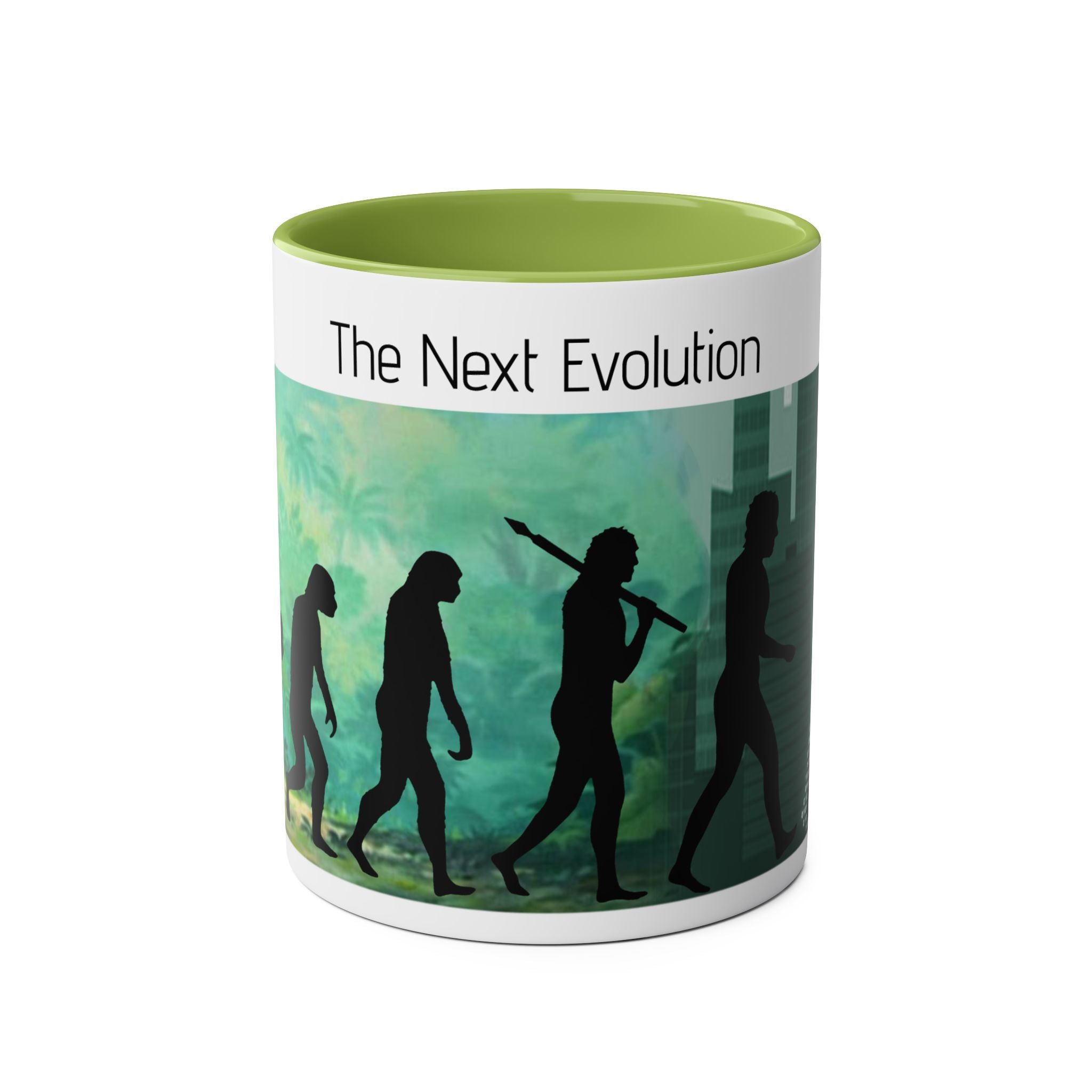 Evolution, Two-Tone Coffee Mugs, Gift, Birthday, Mindfulness, Motivational, Inspirational, Conscience Garment, Coffee, Tea, Positive