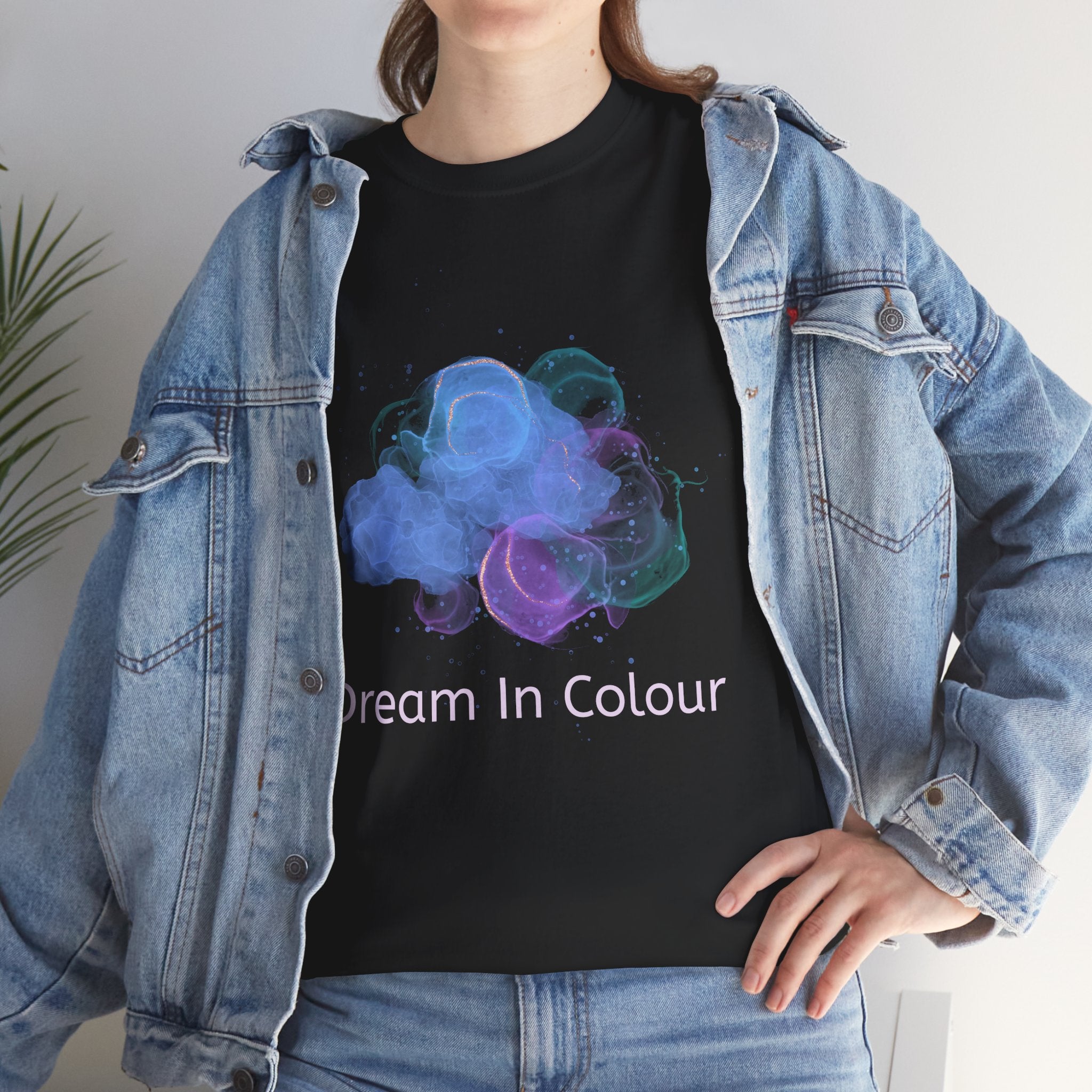 Unisex Heavy Cotton Tee - 'Dream In Colour' - Artistic Casual Wear, Gift for Dreamers, Creative Expression, Everyday Comfort, Birthday Gift