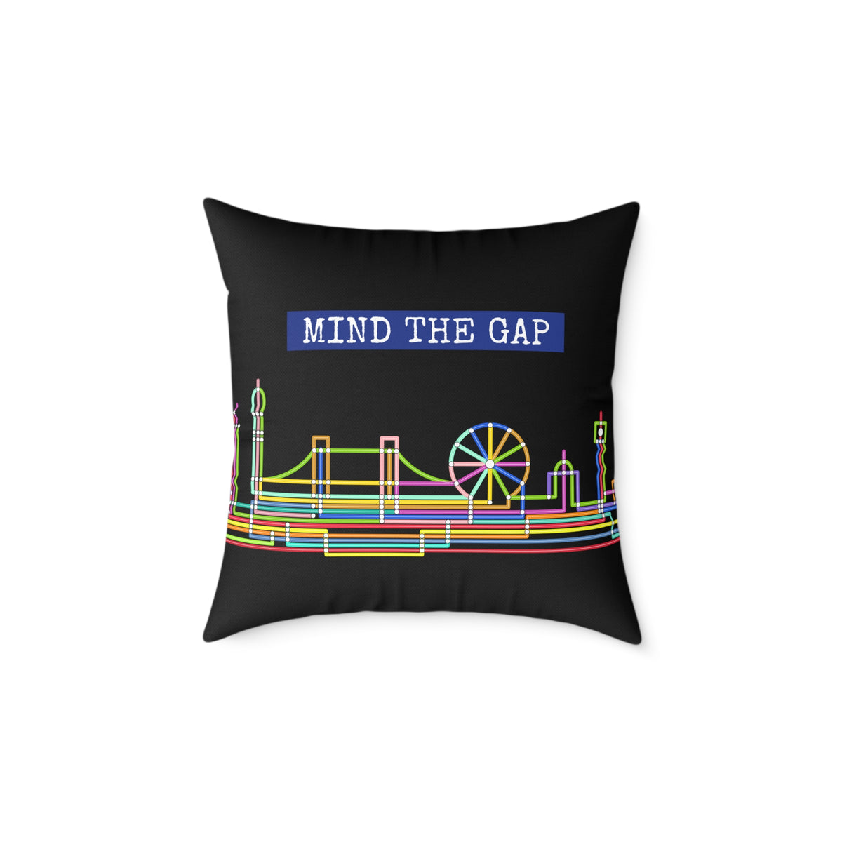 Mind The Gap Skyline Pillow — Neon London Decorative Throw Pillow