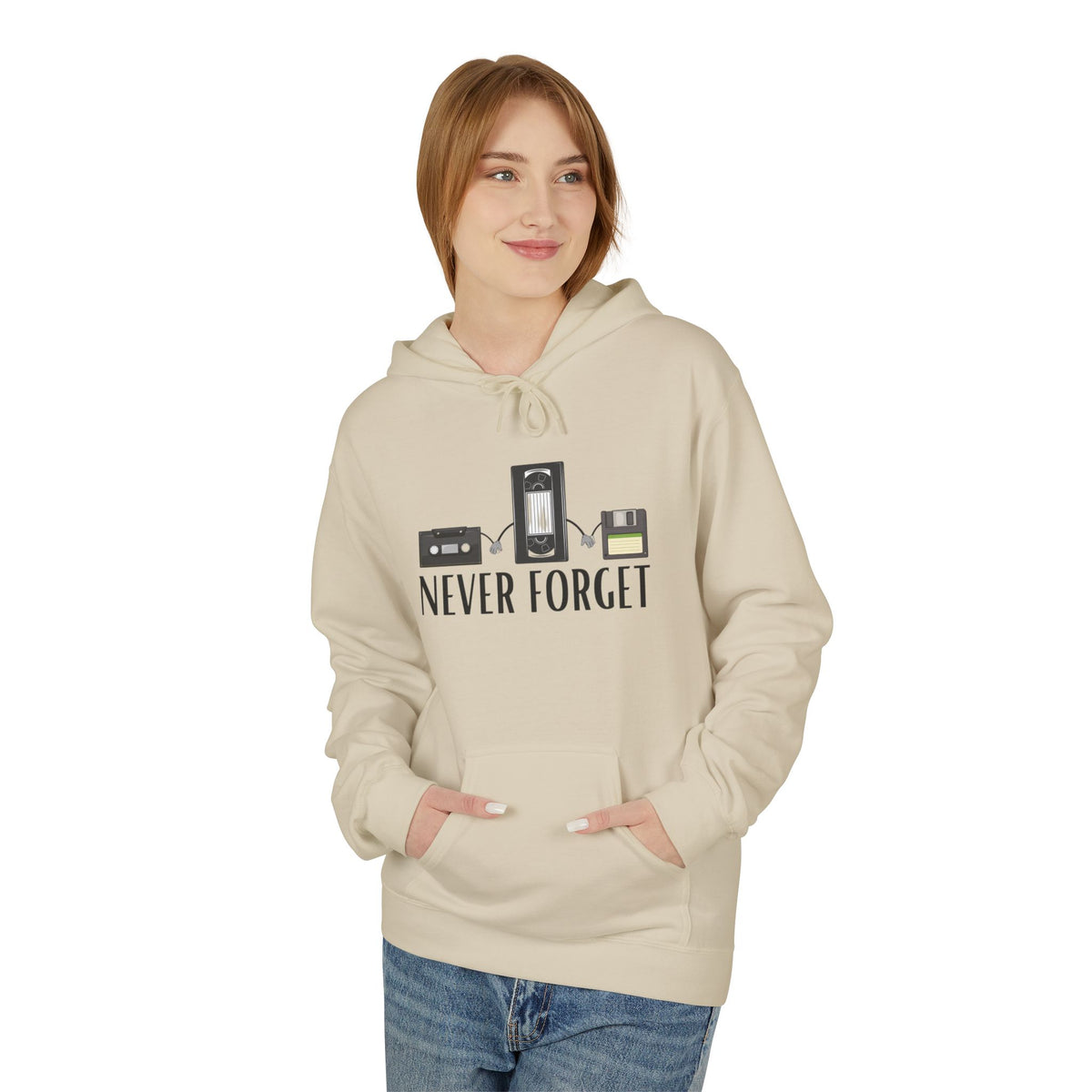 White Never Forget Graphic Hoodie | Minimalist Statement Sweatshirt | Unisex Pullover Hoodie | Meaningful Graphic Streetwear