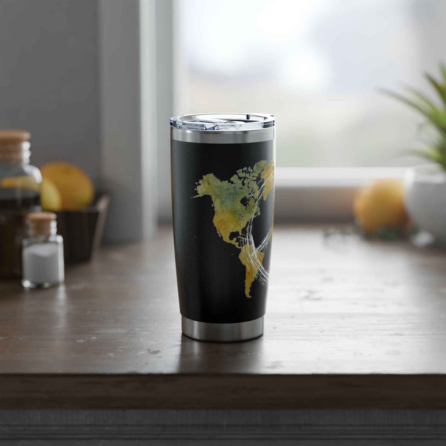 Travel Map 20oz Tumbler — 'Vagabond' World Peace Insulated Travel Mug