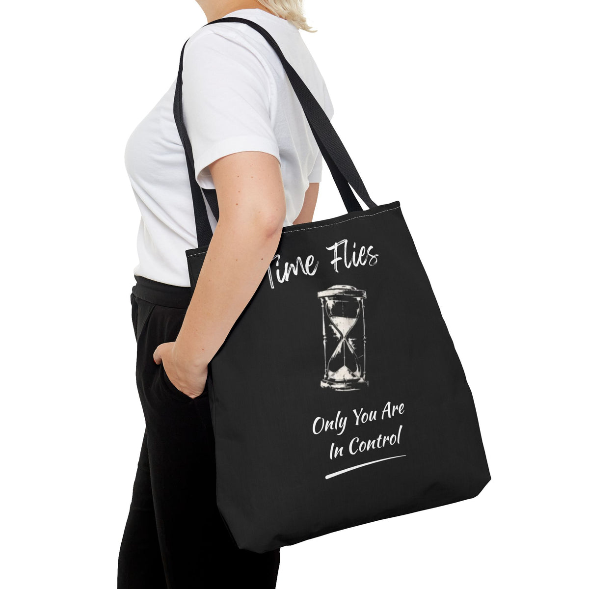 Time Flies Motivational Tote Bag
