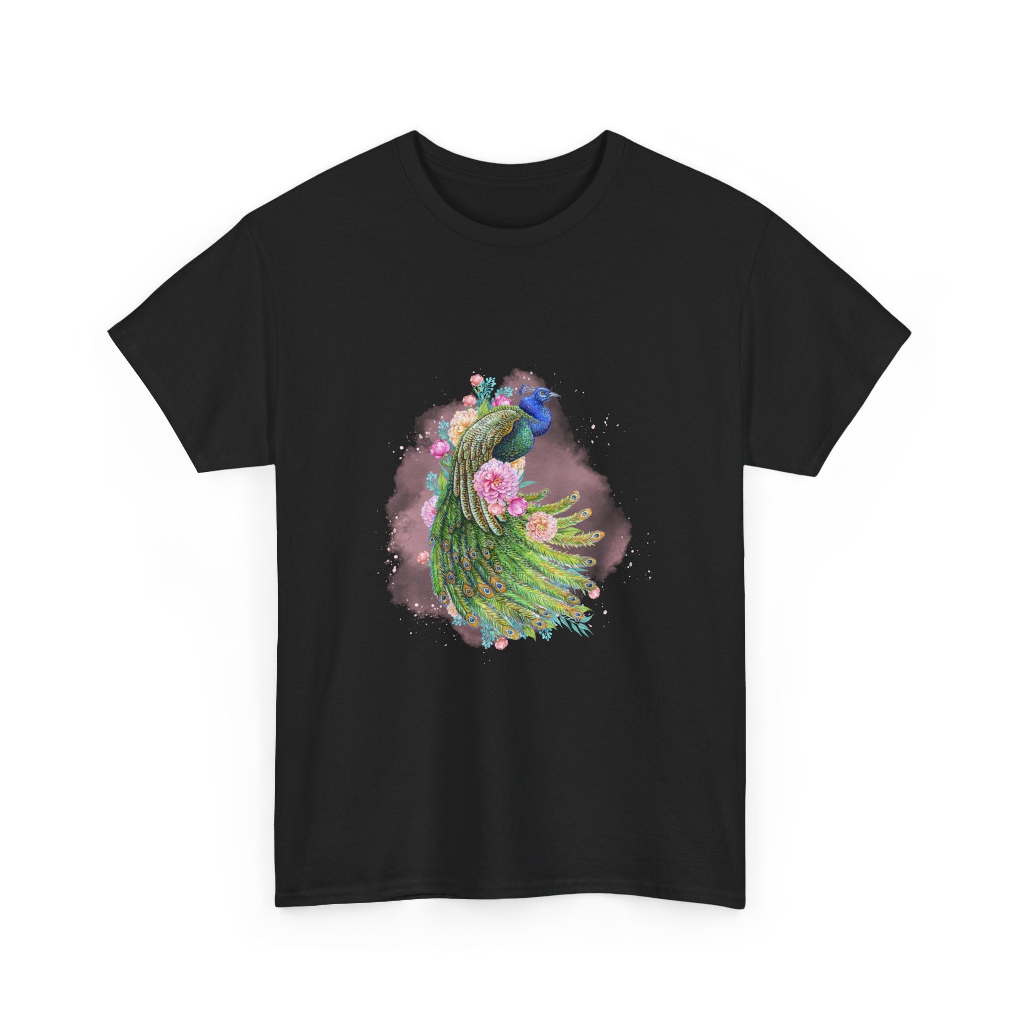 Peacock Floral Tee — Colorful Peacock Graphic T-Shirt - Conscience Garment