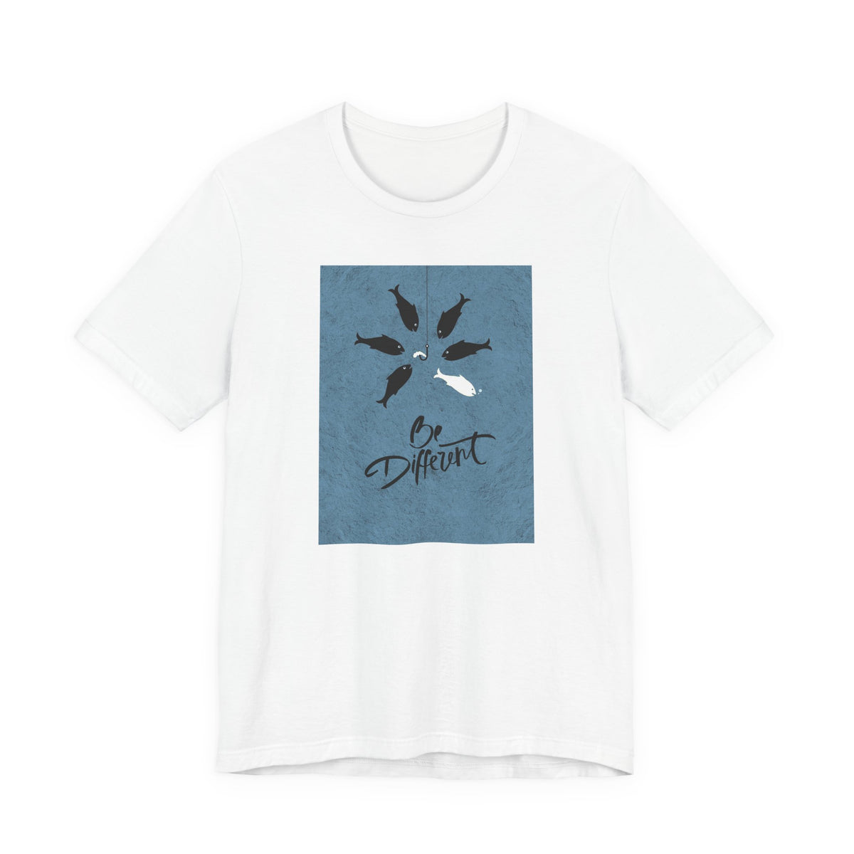 Be Different T-Shirt — Whale Graphic Tee (White on Blue)