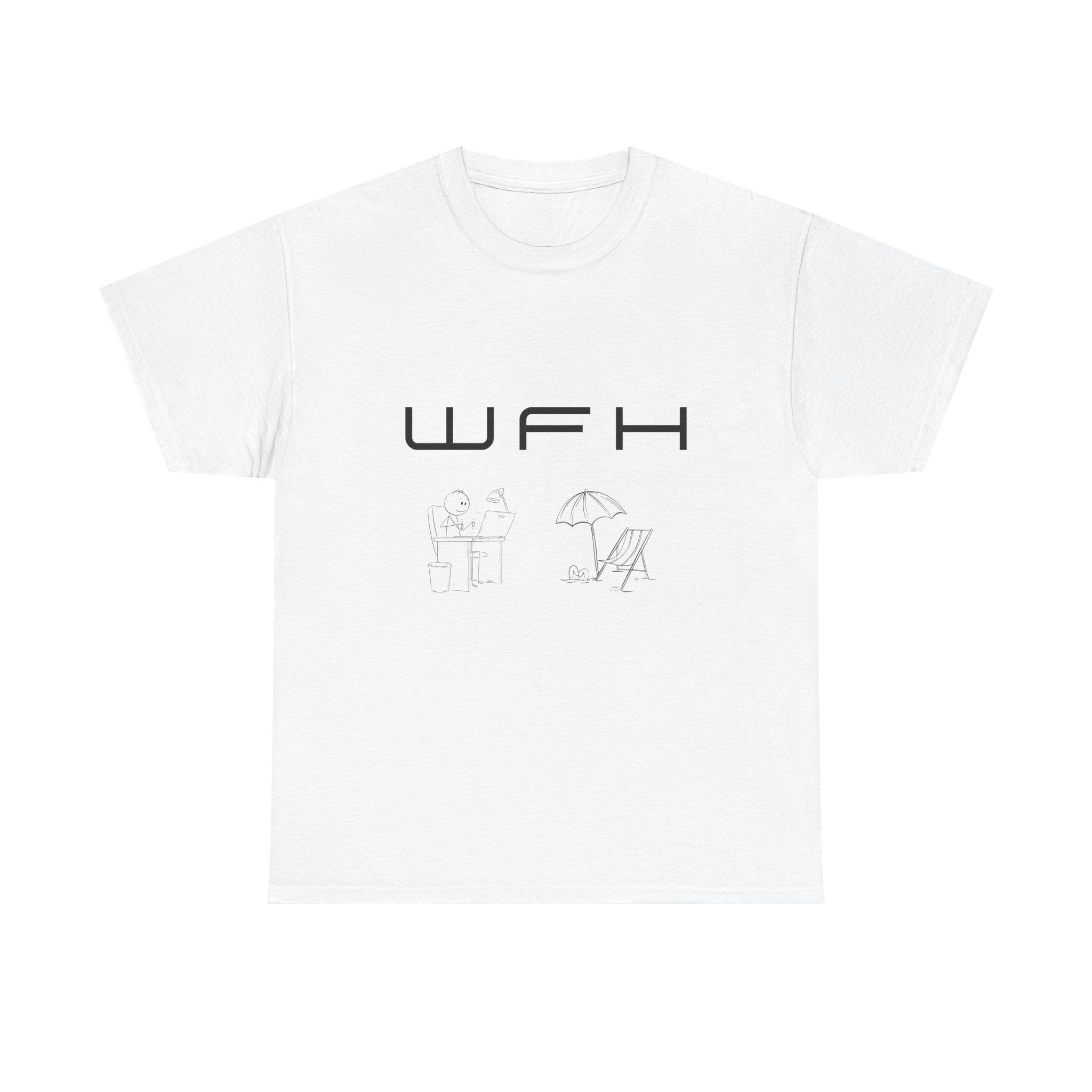WFH Beach Vibes T-Shirt – Minimal Work From Home Vacation Tee