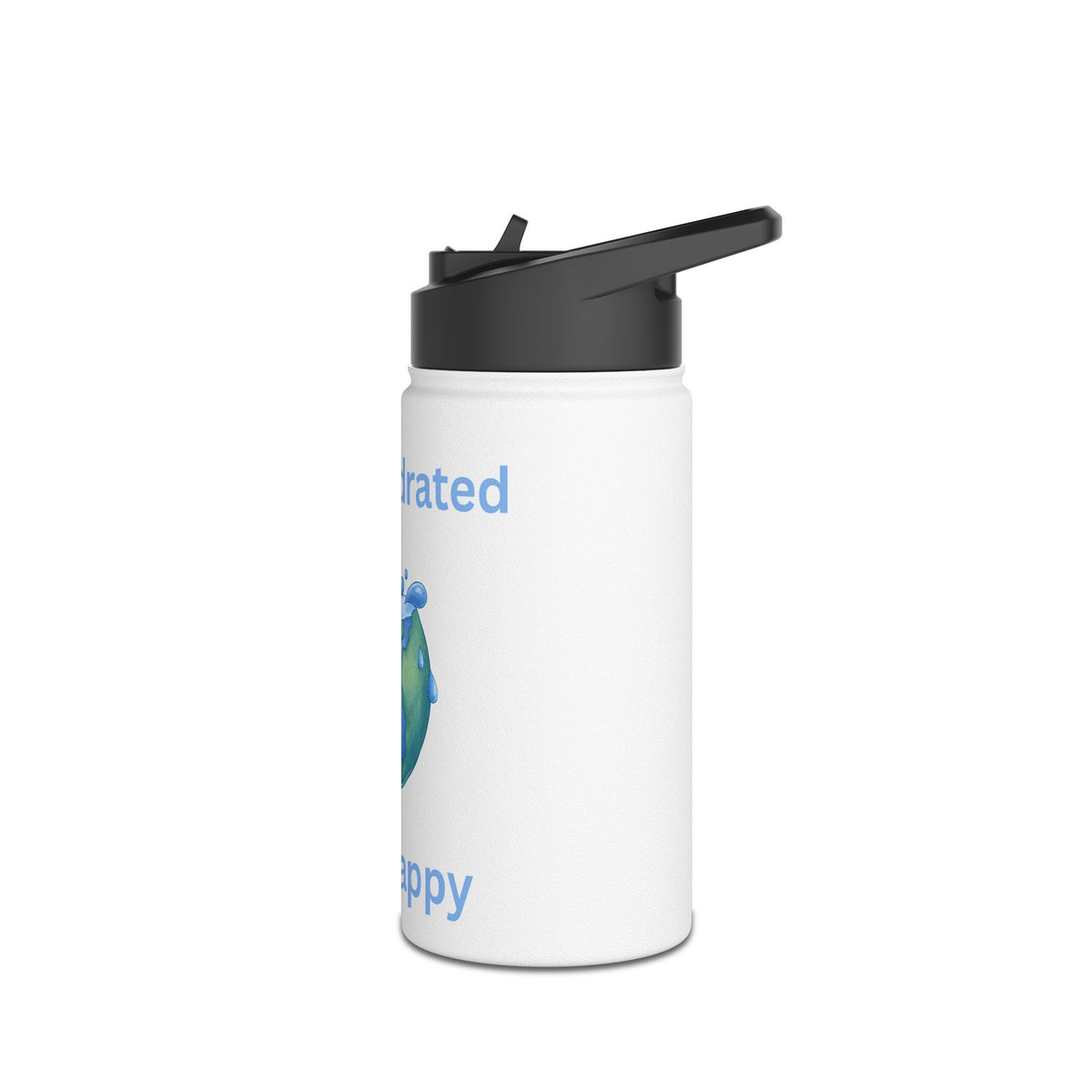 Stay Hydrated Stay Happy Stainless Steel Water Bottle — Cute Earth & Water Drop Design - Conscience Garment