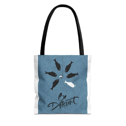 Be Different Whale Tote Bag — Inspirational Ocean Animal Canvas Tote