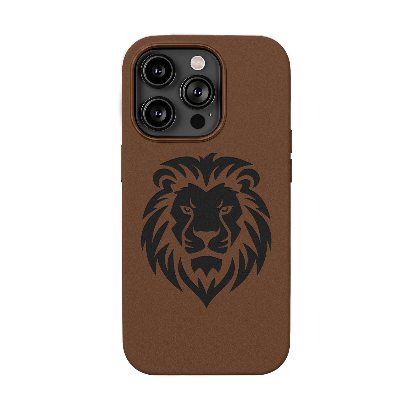 Engraved PU Leather Phone Case — Embossed Lion Design