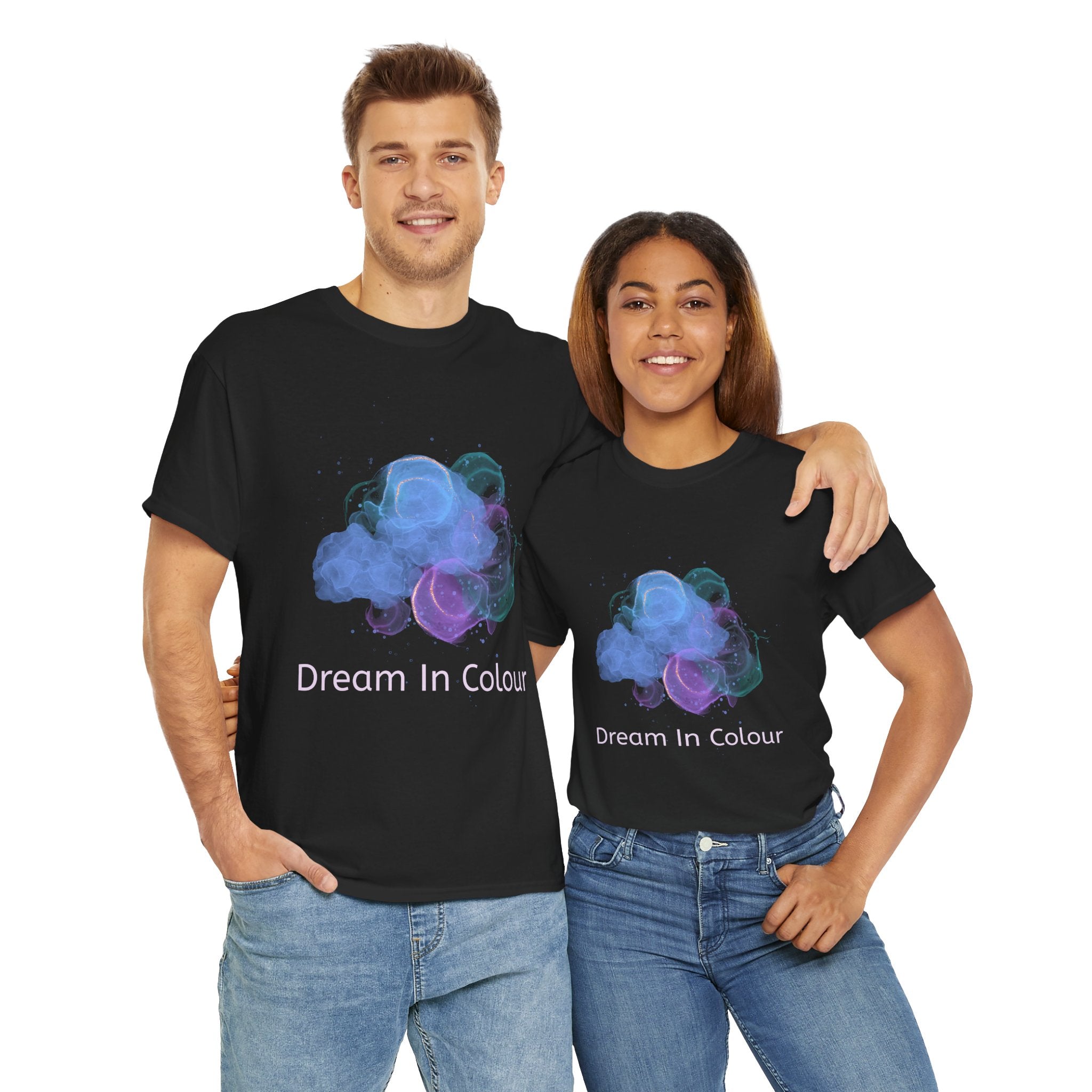 Unisex Heavy Cotton Tee - 'Dream In Colour' - Artistic Casual Wear, Gift for Dreamers, Creative Expression, Everyday Comfort, Birthday Gift