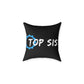 Top Sis Square Throw Pillow — Black Canvas Accent Cushion