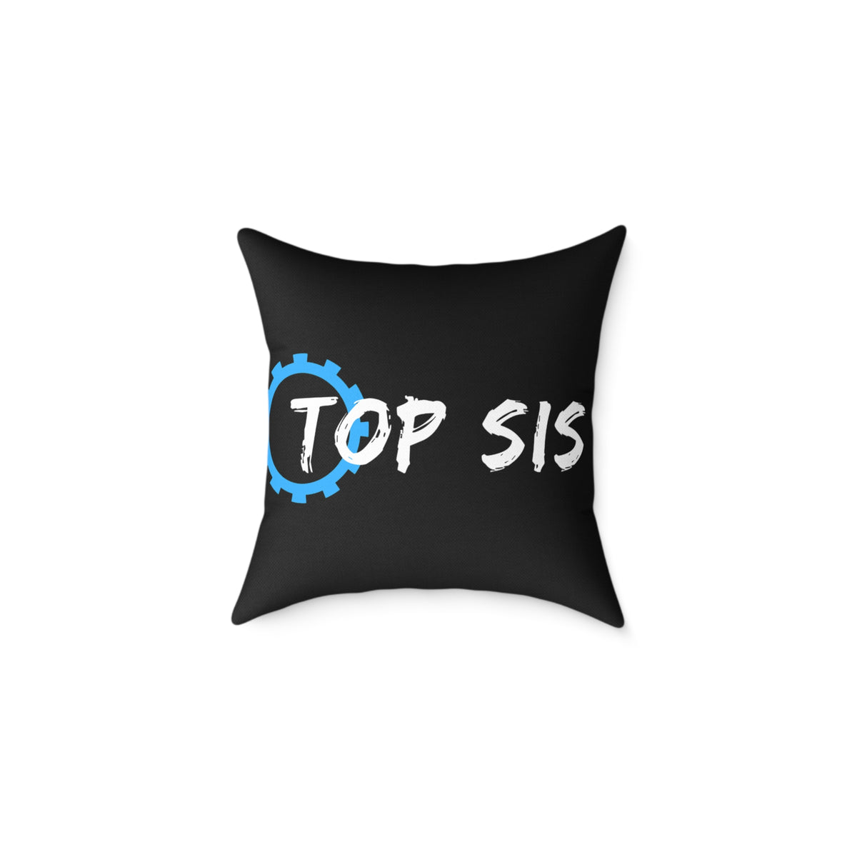 Top Sis Square Throw Pillow — Black Canvas Accent Cushion