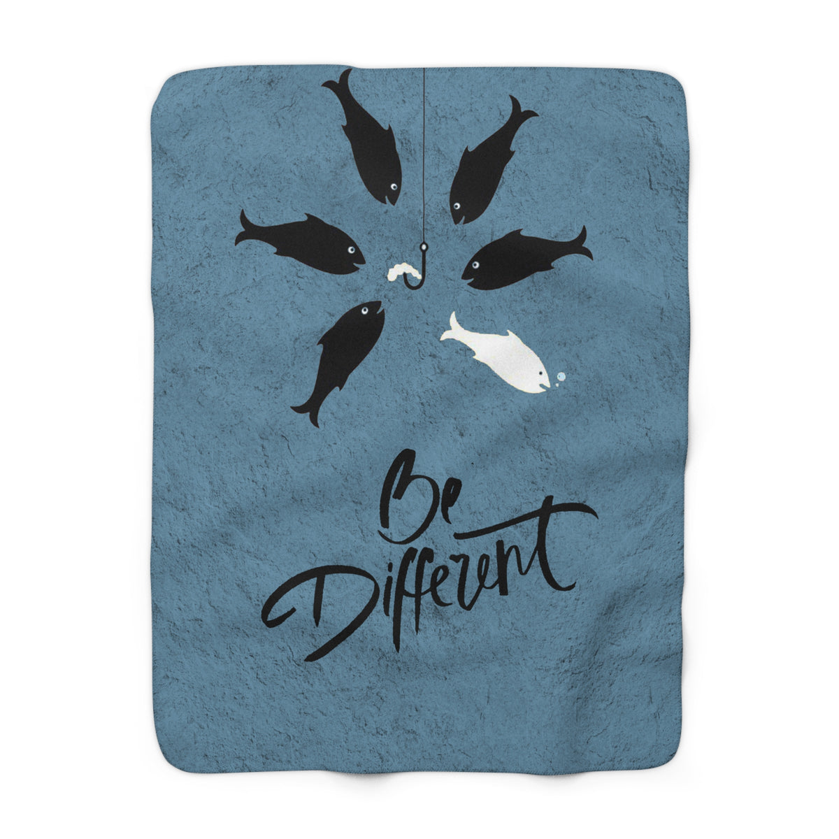 Be Different Sherpa Fleece Blanket — Inspirational Fish Design, Cozy Throw for Gifts & Home