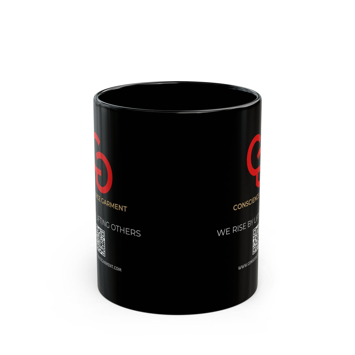 Empowering Black Mug - We Rise by Lifting Others, Unique Gift for Motivational Enthusiasts, Coffee Lovers, Inspirational Decor - Conscience Garment