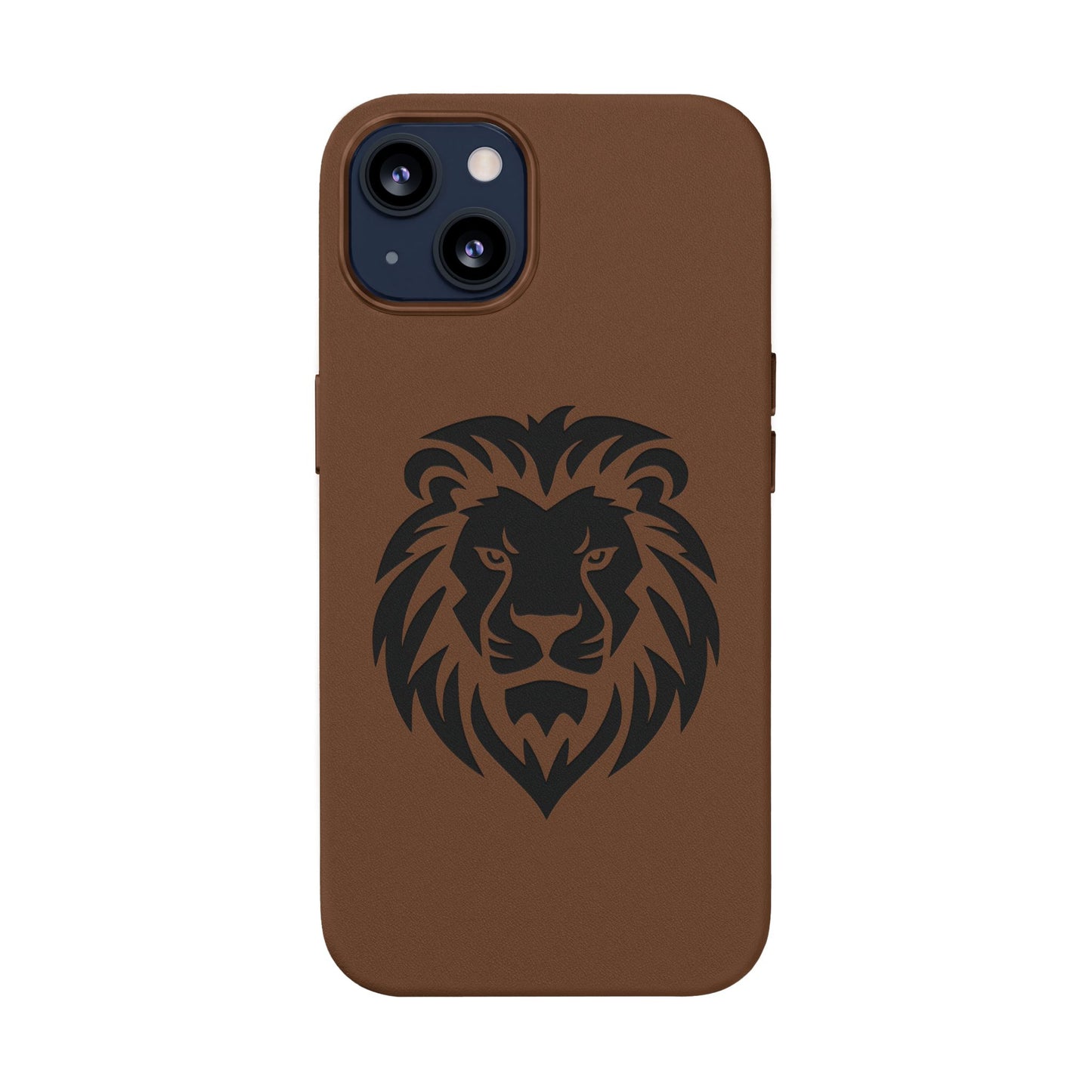 Engraved PU Leather Phone Case — Embossed Lion Design