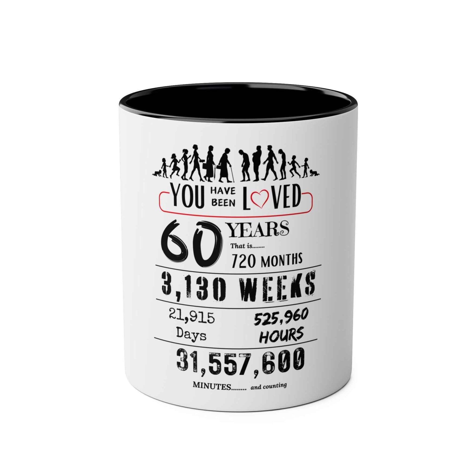 60th Birthday Two-Tone Coffee Mug, 11oz