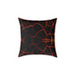 Lava Crackle Square Pillow — Fiery Red Black Decorative Throw Pillow