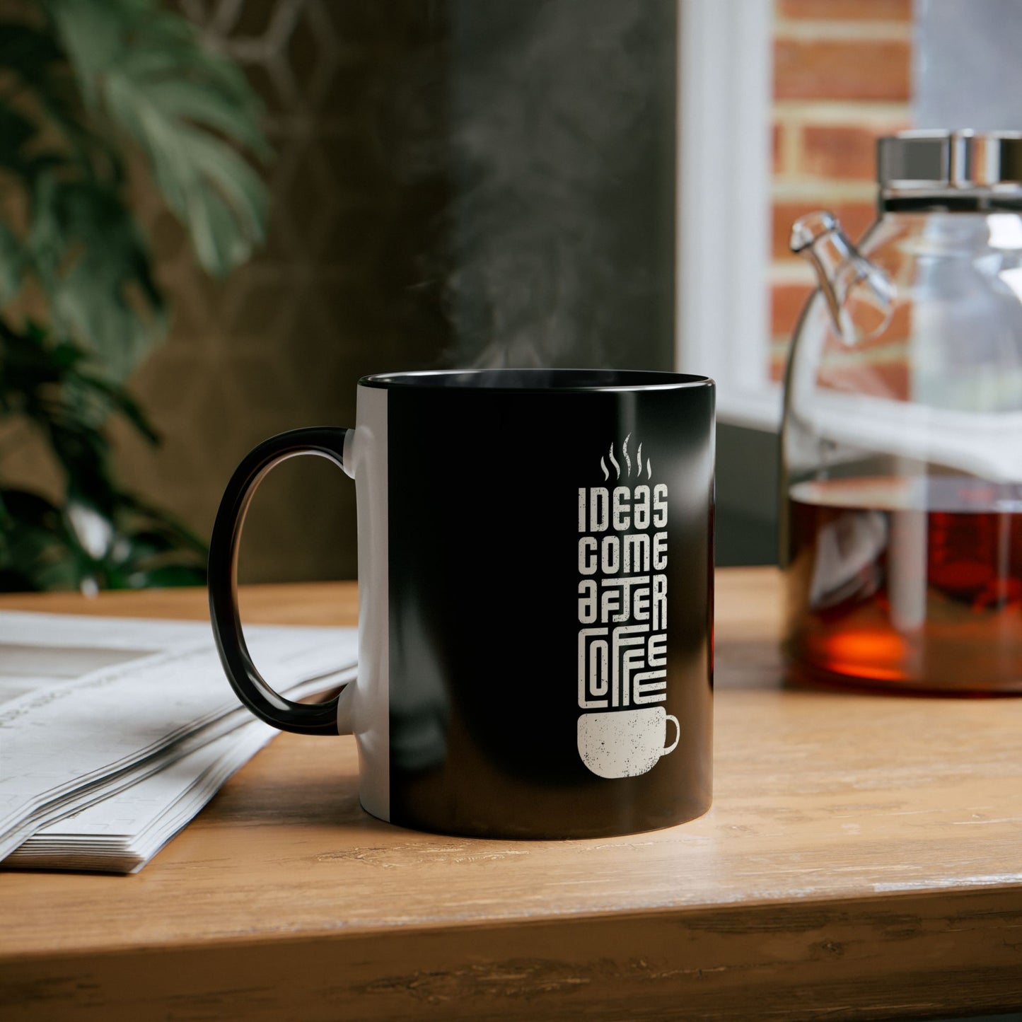 Inspirational Coffee Mug - IDEAS COME AFTER COFFEE, 11oz Two-Tone Mug - Conscience Garment