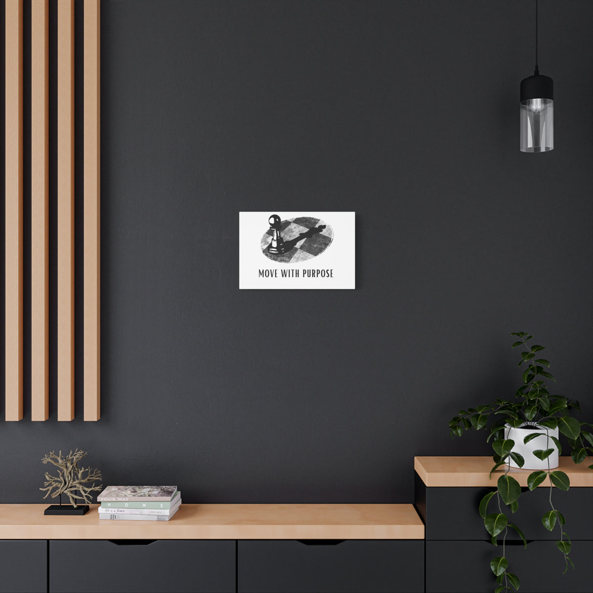 Move With Purpose Canvas Wall Art — Motivational Chess Pawn Print