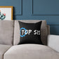 Top Sis Square Throw Pillow — Black Canvas Accent Cushion