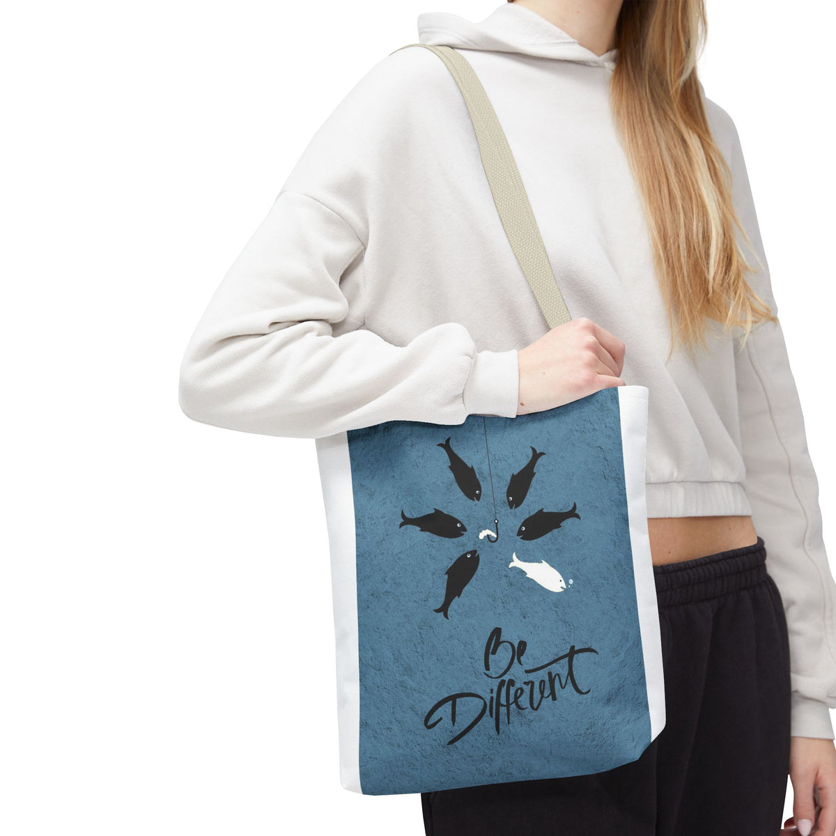 Be Different Whale Tote Bag — Inspirational Ocean Animal Canvas Tote