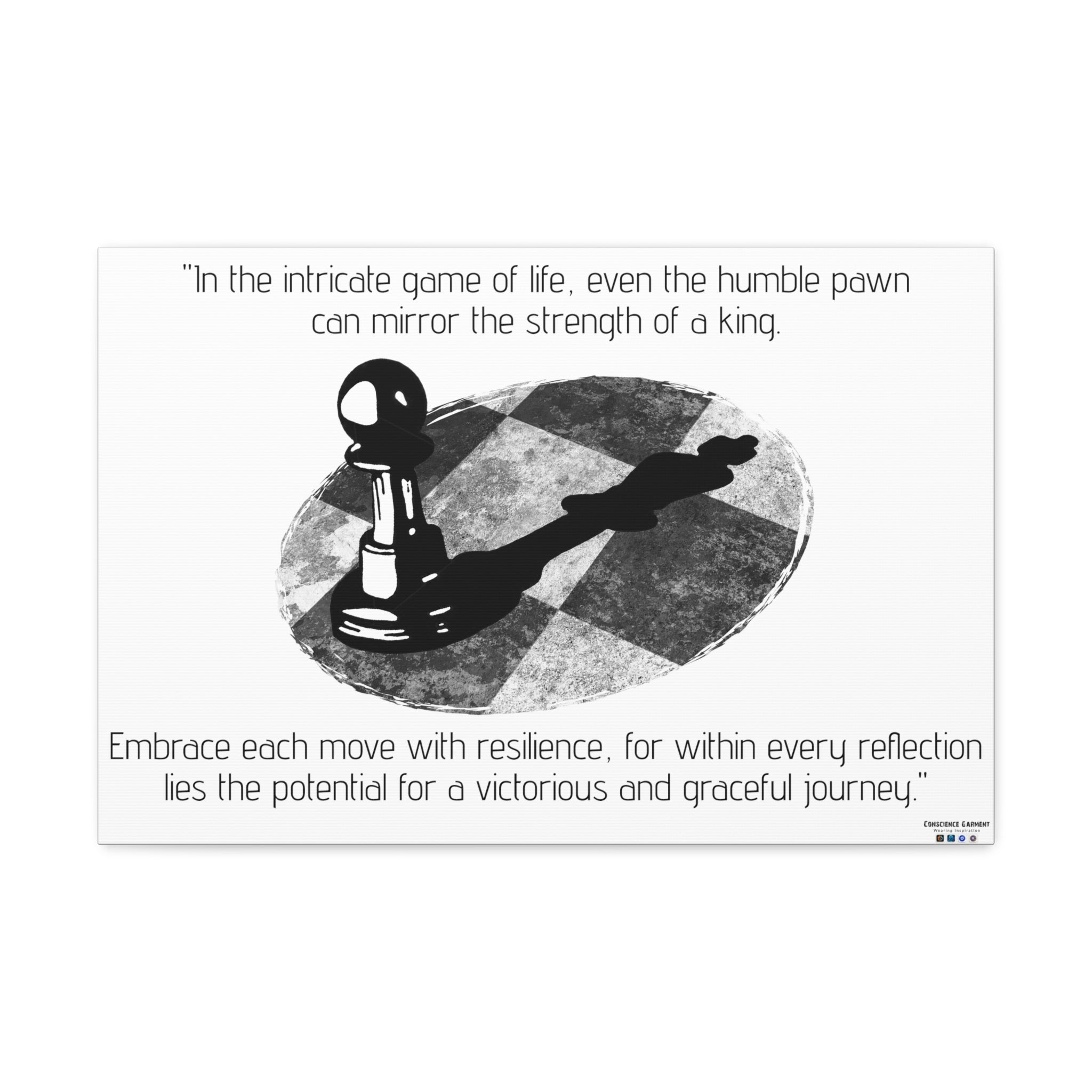 Chess and Life, Polyester Canvas, Gift, Pawn reflecting like a King, Mindfulness, Motivation, Inspiration, Conscience Garment, Wearing