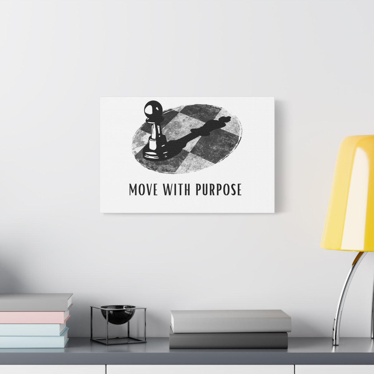 Move With Purpose Canvas Wall Art — Motivational Chess Pawn Print
