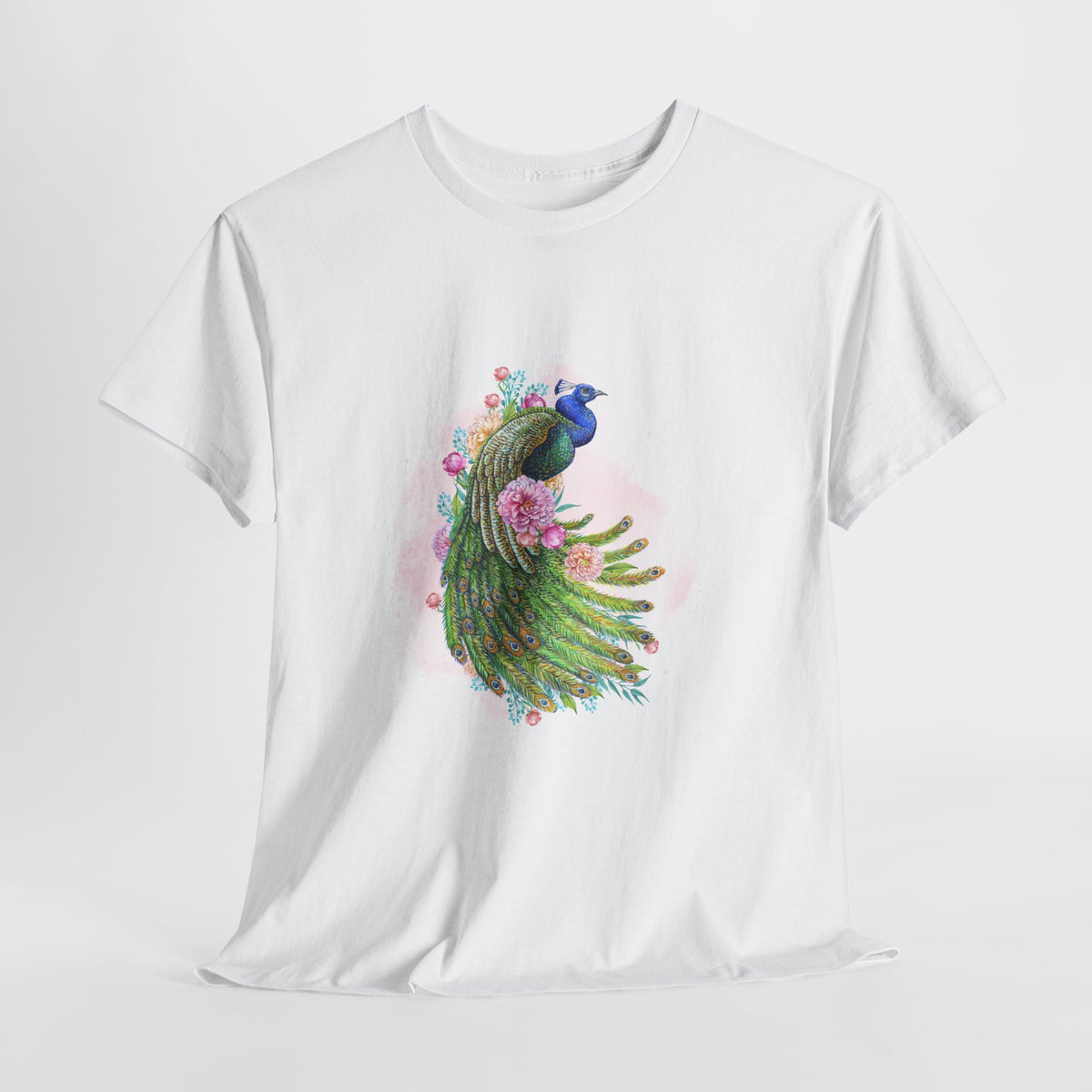 Peacock Floral Unisex Tee, Unique Animal Shirt, Nature Lover Gift, Casual Wear, Artful Graphic Tee - Conscience Garment