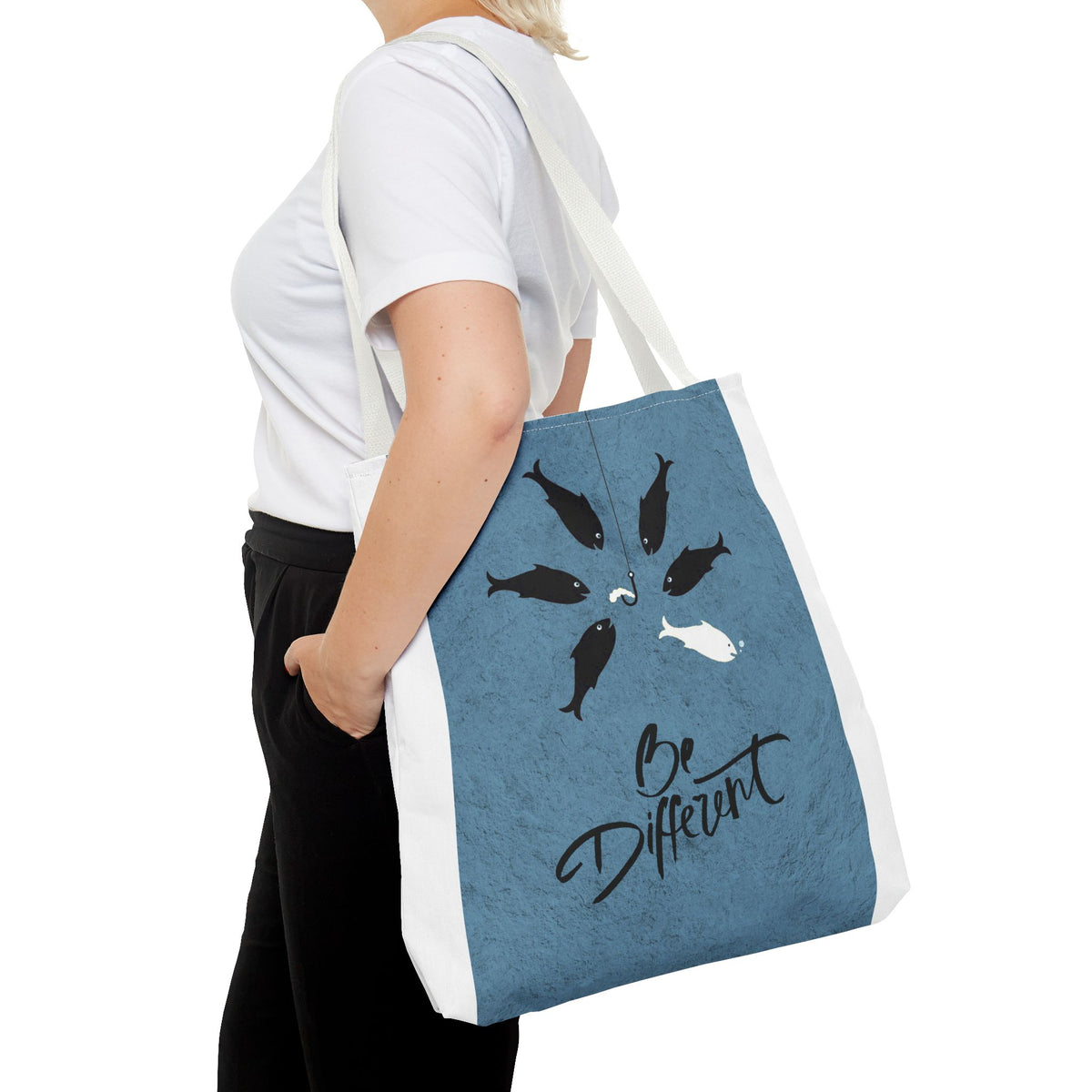 Be Different Whale Tote Bag — Inspirational Ocean Animal Canvas Tote