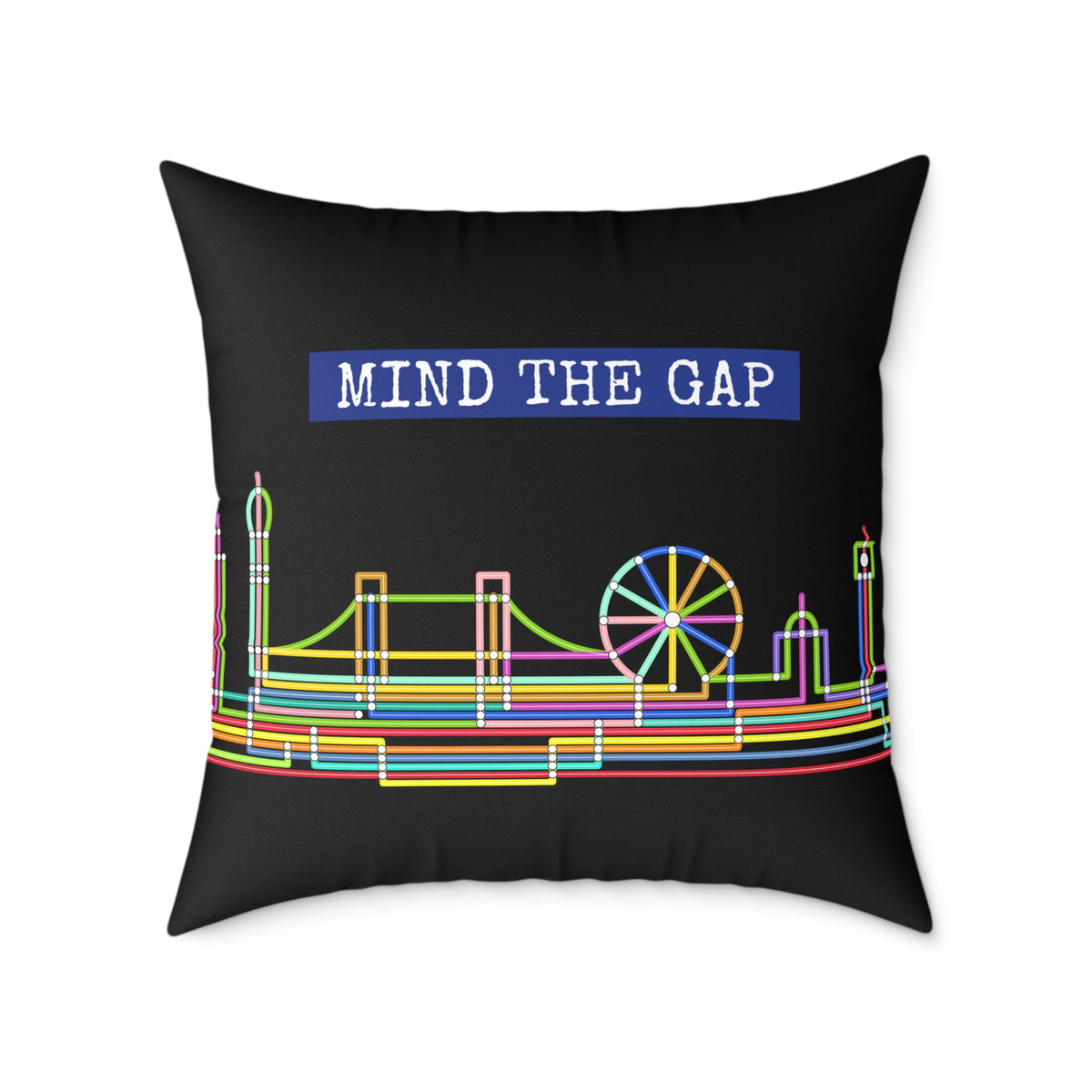 Mind The Gap Skyline Pillow — Neon London Decorative Throw Pillow