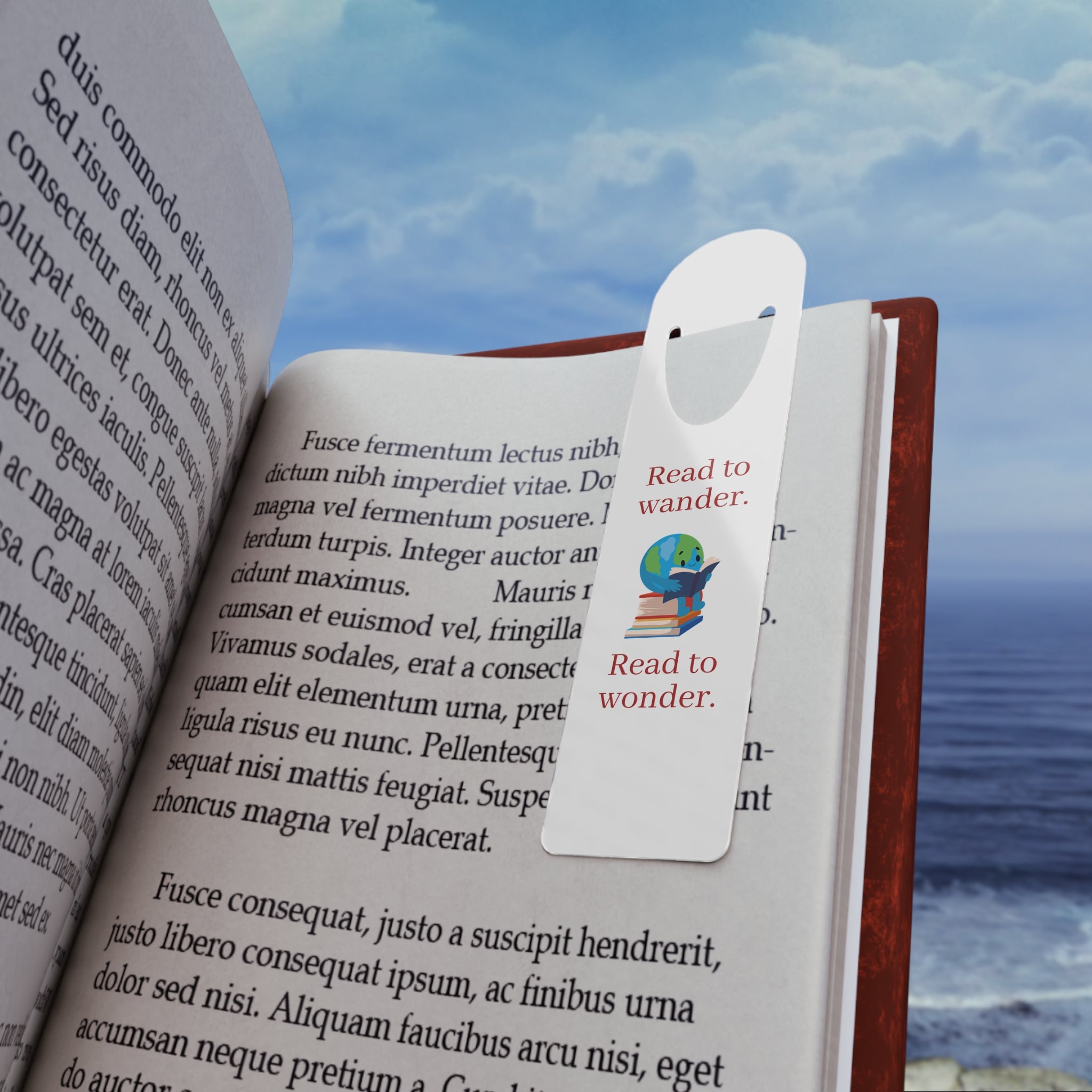 Bookmark — “Read to wander. Read to wonder.” Minimalist Metal Bookmarker for Book Lovers