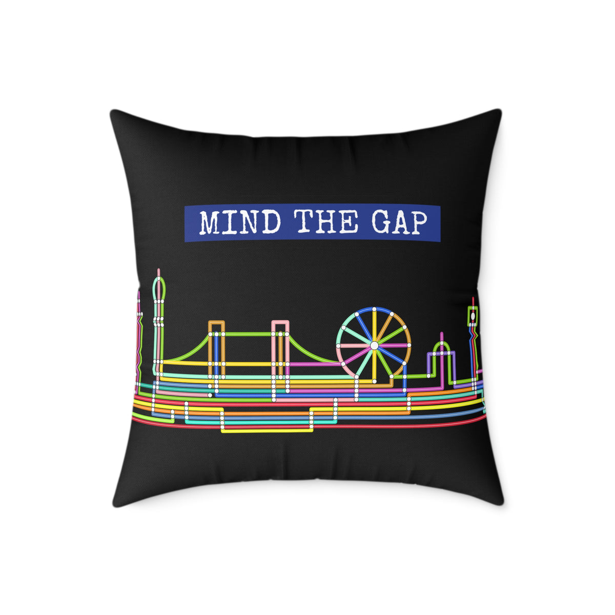 Mind The Gap Skyline Pillow — Neon London Decorative Throw Pillow