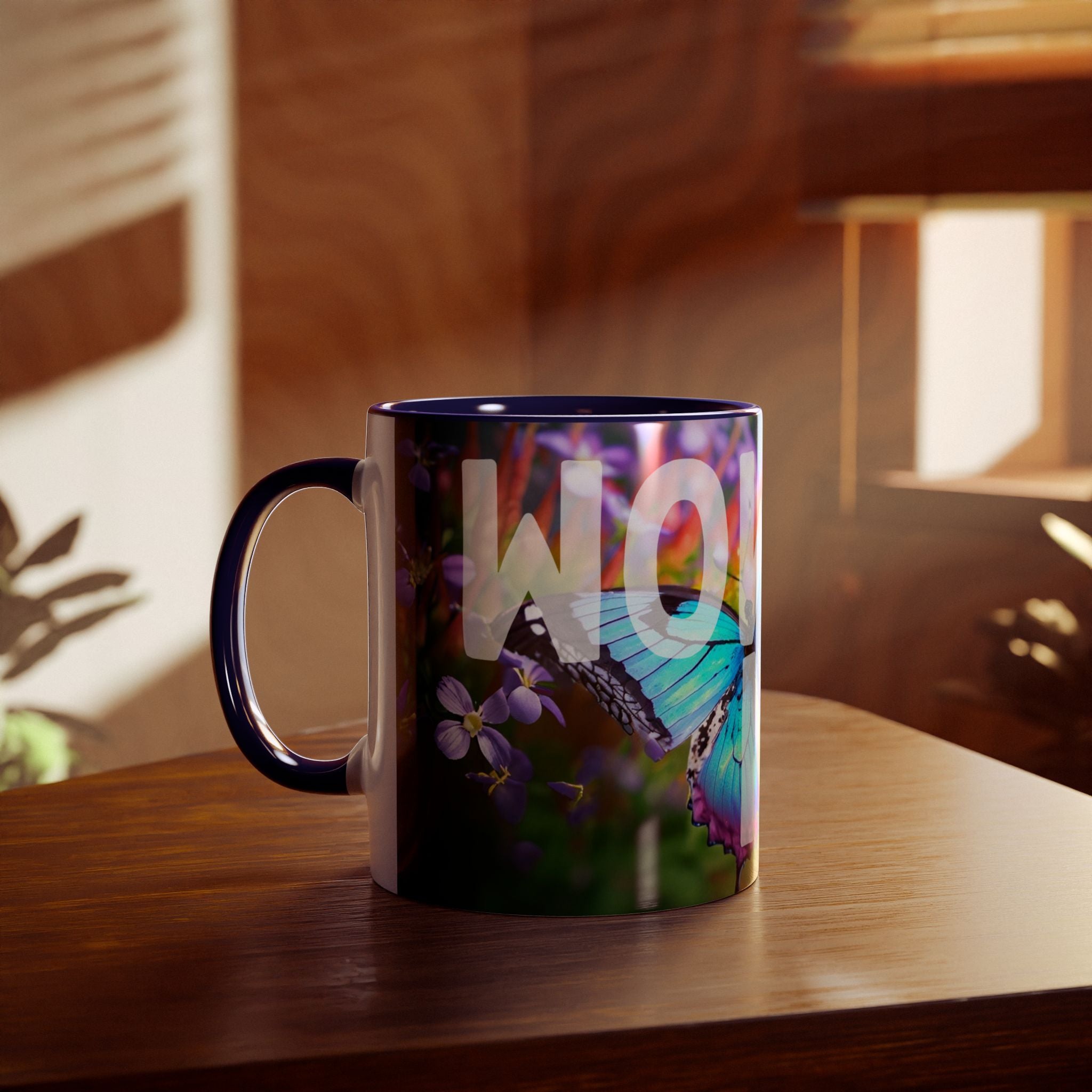 Mom Wow Two-Tone Coffee Mug, Birthday Gift, Mothers Day, 7 Colors